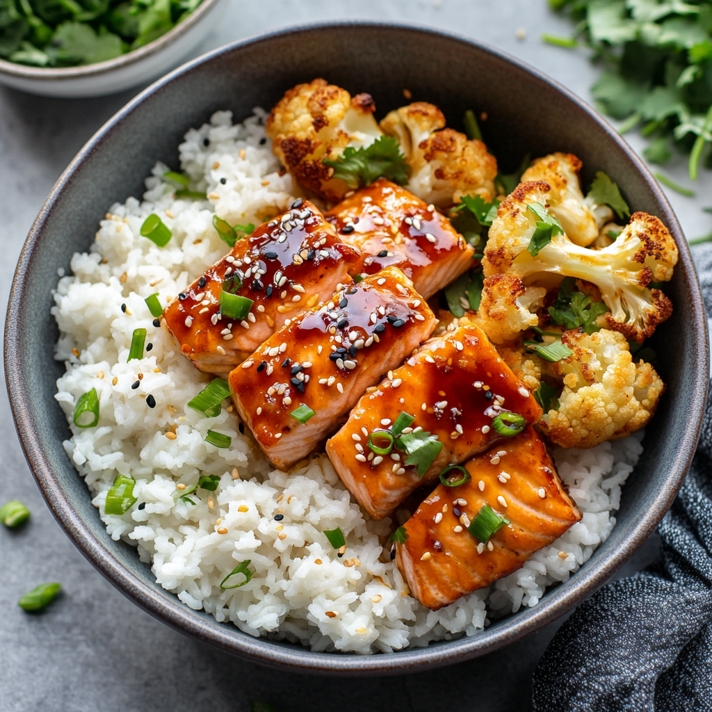 Sriracha Honey Salmon Bowls