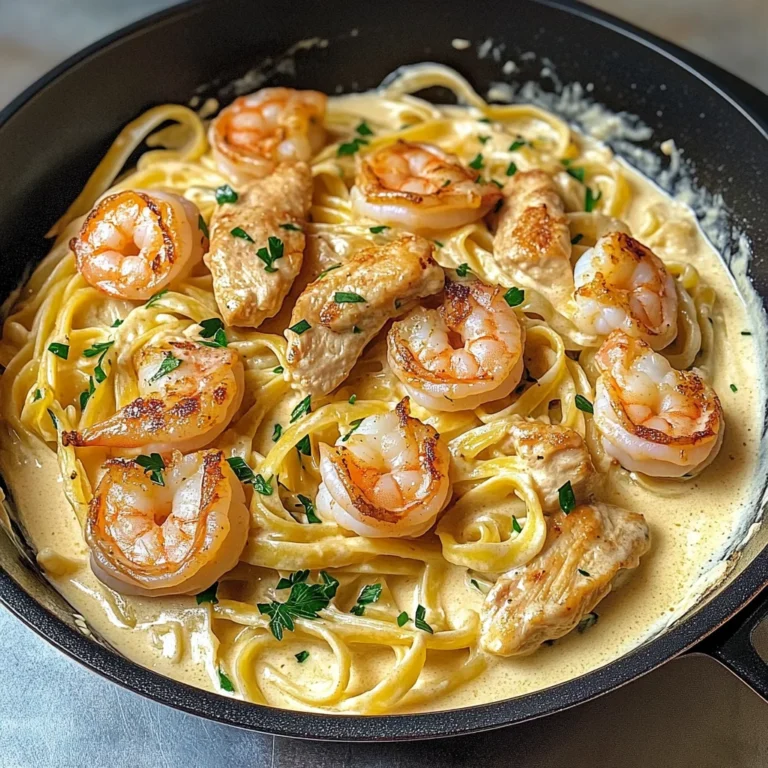 Alfredo Pasta with Chicken and Shrimp