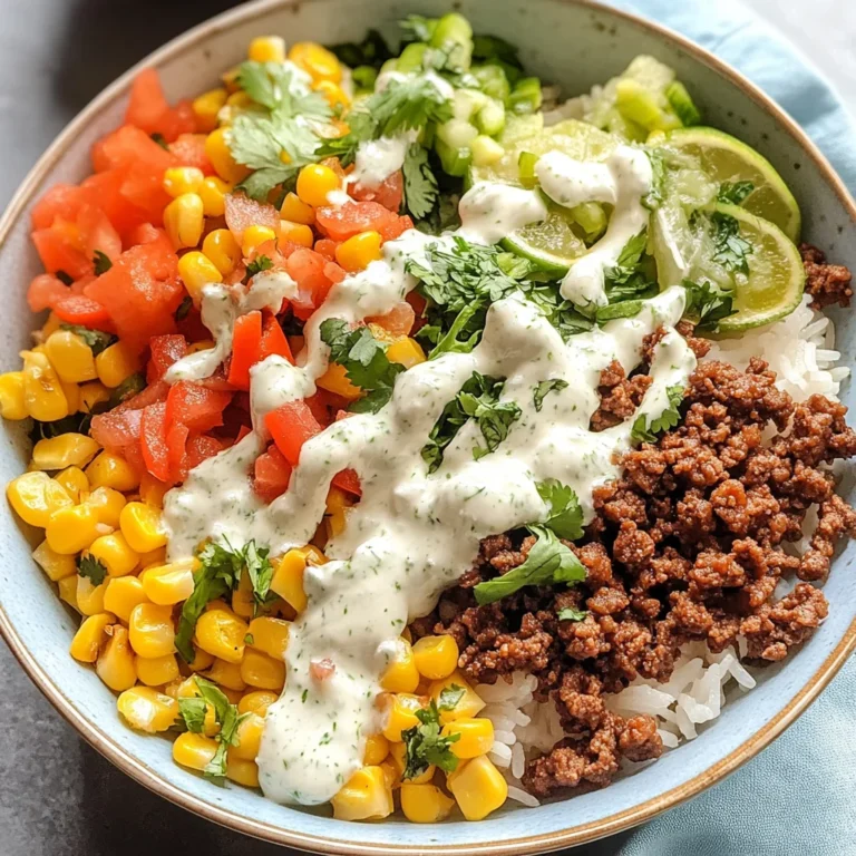 Ground Beef Taco Bowls with Cilantro Lime Crema