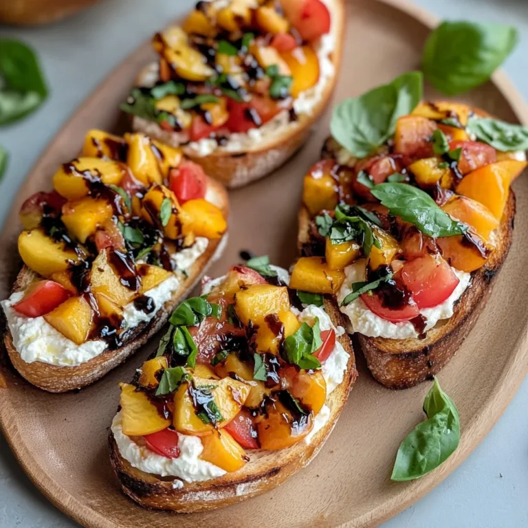 Quick Peach Bruschetta with Whipped Ricotta