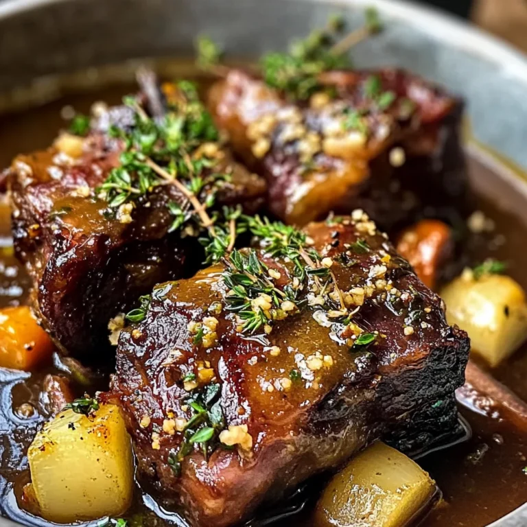 Braised Short Ribs & Lamb Shanks in Red Wine Herb Sauce