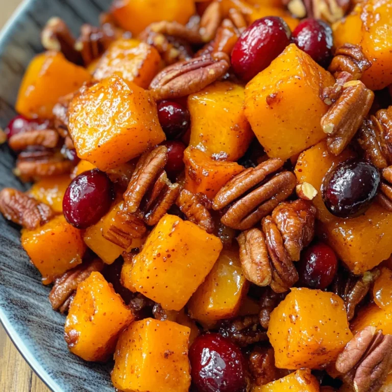 Roasted Butternut Squash with Cranberries and Pecans