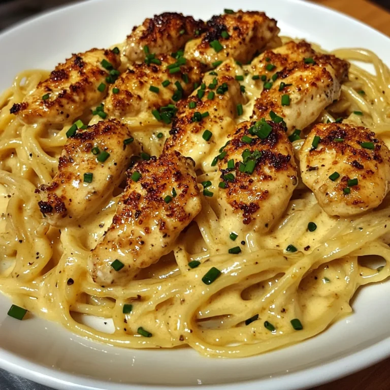 Spicy Garlic Chicken Linguine in Cheddar Parmesan Cream